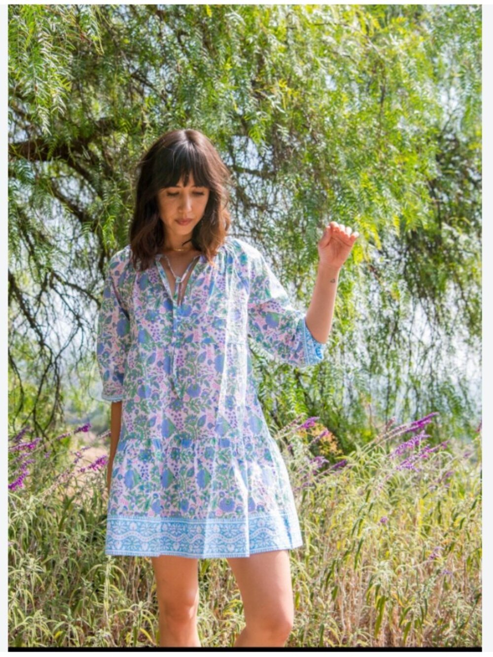 SZ Blockprints Priya Floral Dress Size Medium EUC
